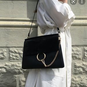 Chloe Faye medium leather and suede shoulder bag